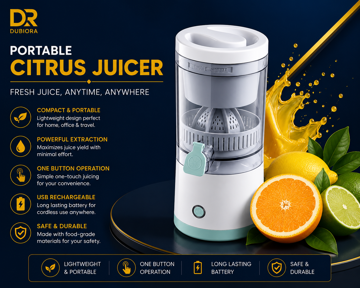 Portable Citrus Juicer | عصارة حمضيات محمولة USB قابلة للشحن